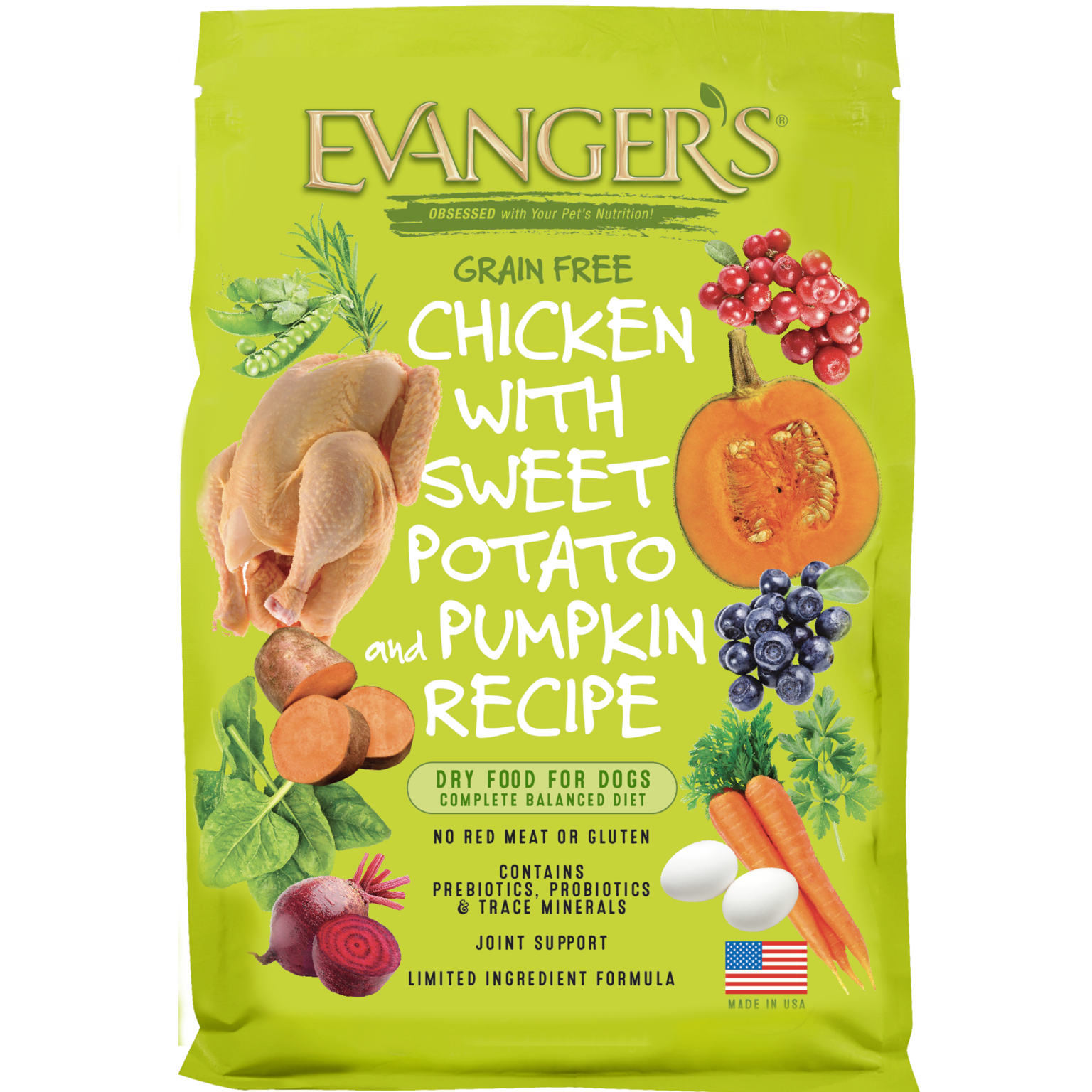 Grain Free Chicken With Sweet Potato & Pumpkin 30 lb Evanger's Dog