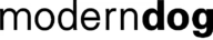 The word "moderndog" is written in bold, black, sans-serif lowercase letters on a light gray background.