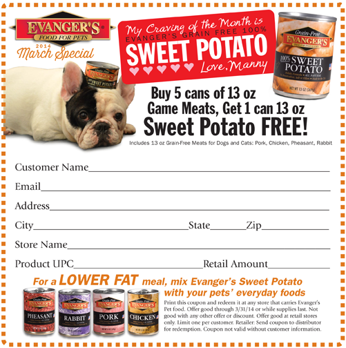 Monthly Coupon Evanger S Dog Cat Food Company Inc