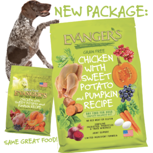 Evangers new dry dog food package for Evangers Grain Free Chicken recipe