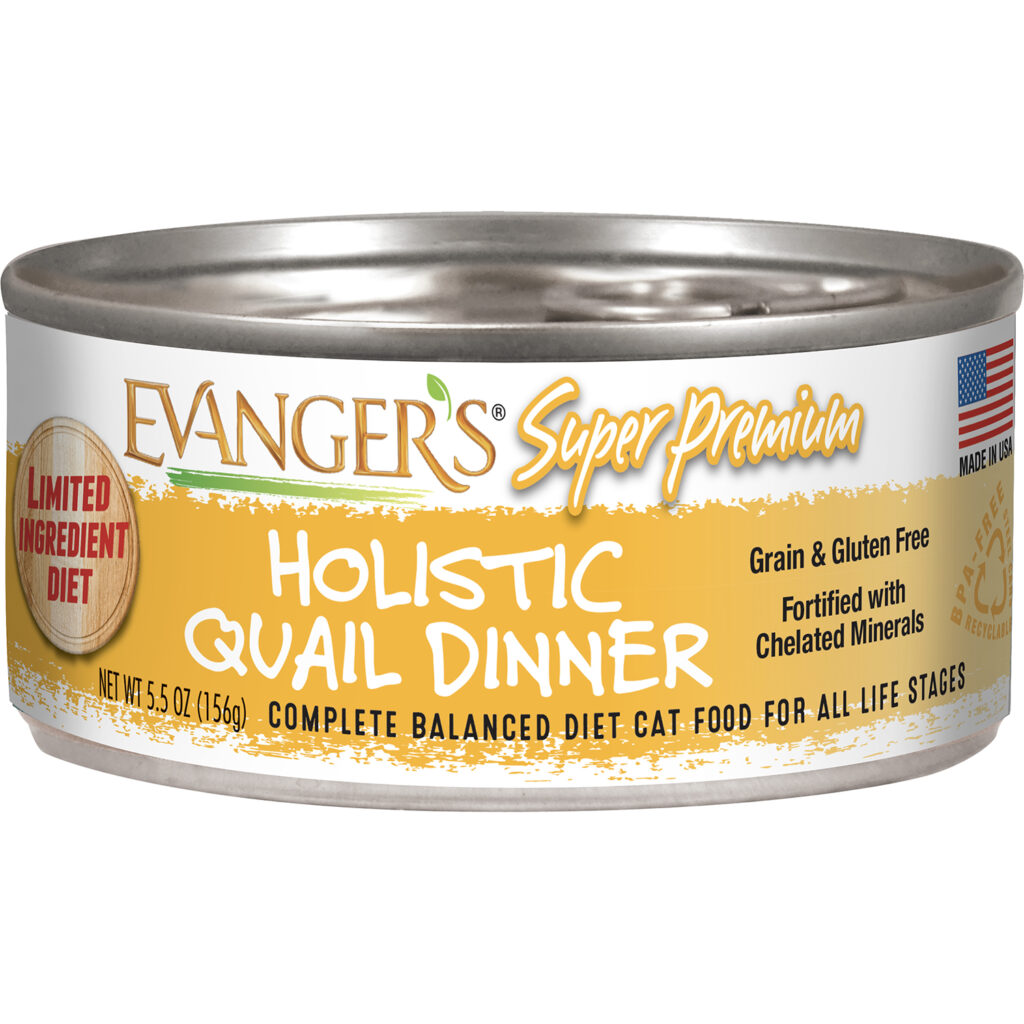 Super Premium Holistic Quail Dinner for Cats Case of 24 Evanger's